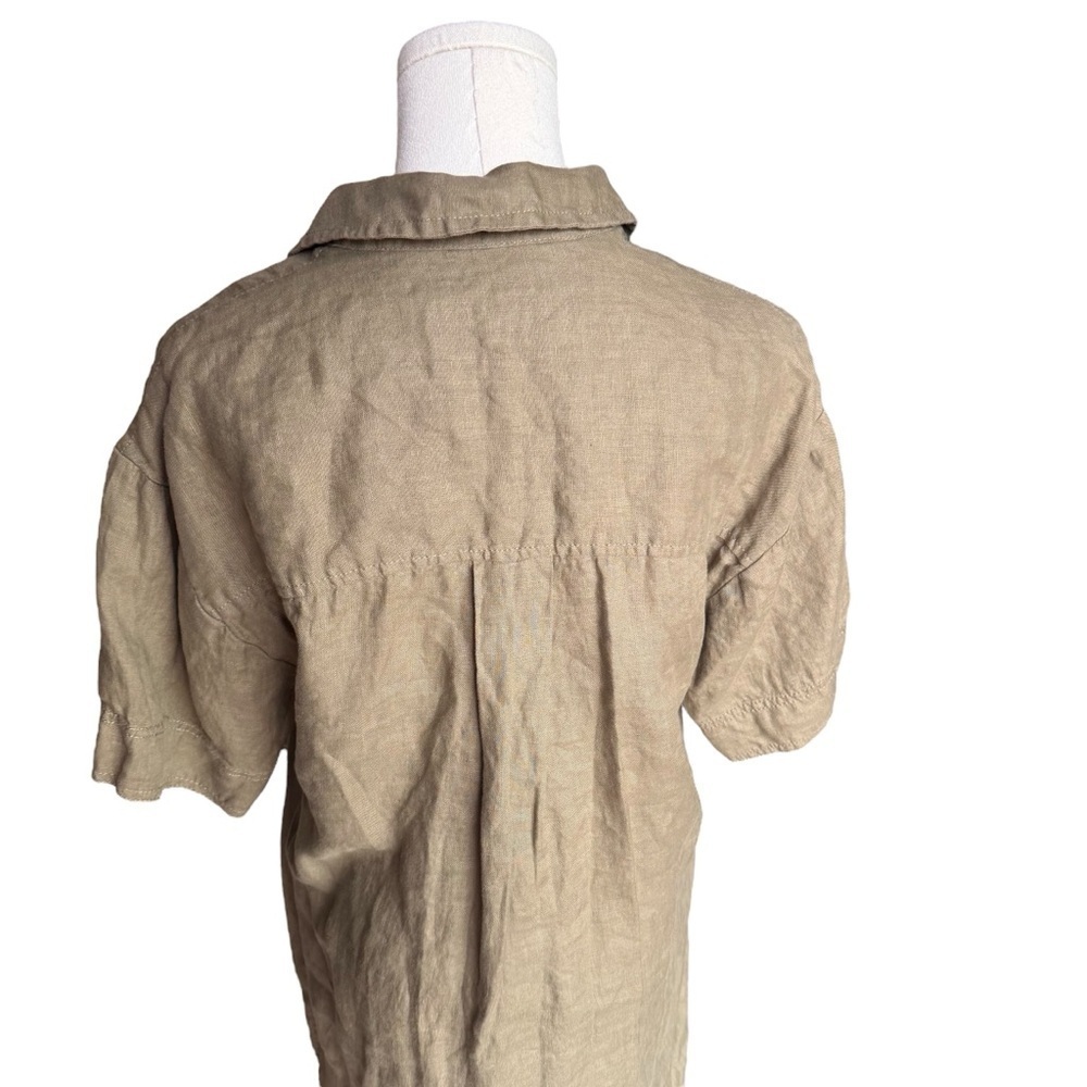 J.Crew - Utility Linen Shirt Dress in Olive Green Sz Xs - Picture 7 of 9